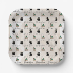 Ramadan Kareem Paper Plates Kaaba Masjid al Nabawi