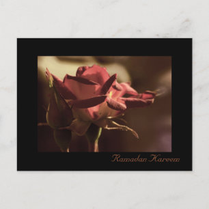 Ramadan Kareem - red rose postcard