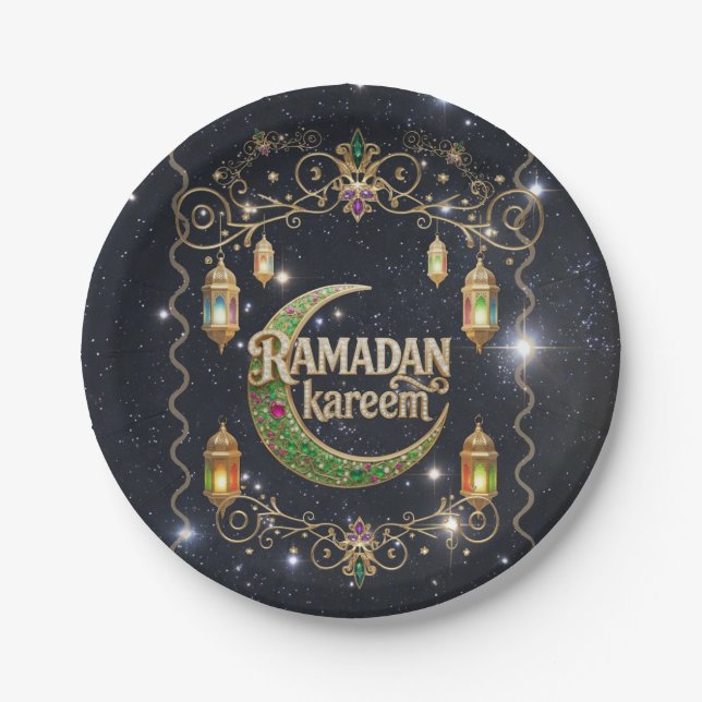 Ramadan Kareem shiny sky Paper Plate (Front)