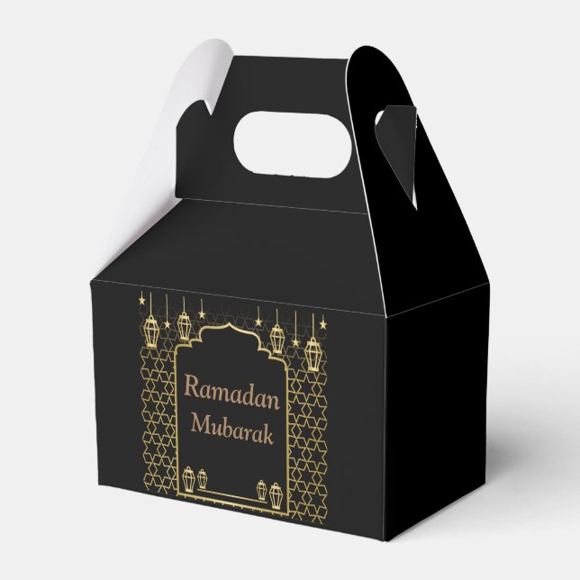 Ramadan Kareem Typography Islamic Crescent Text Favour Box (Front Side)