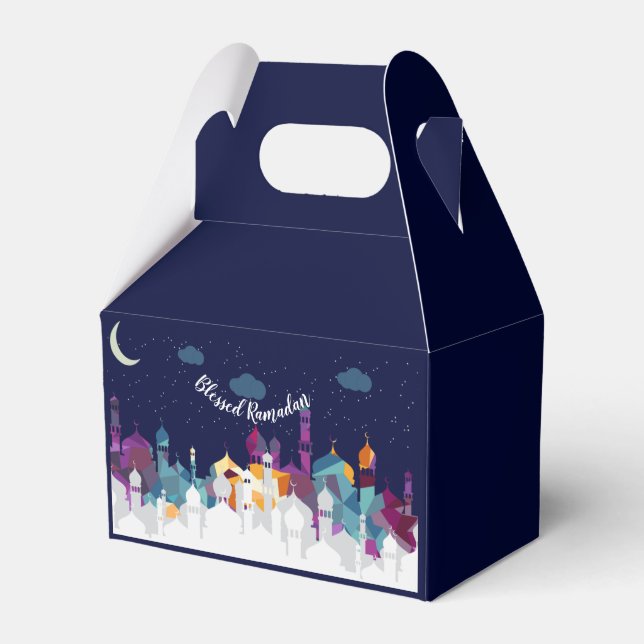 Ramadan Kareem Typography Islamic Crescent Text Favour Box (Front Side)