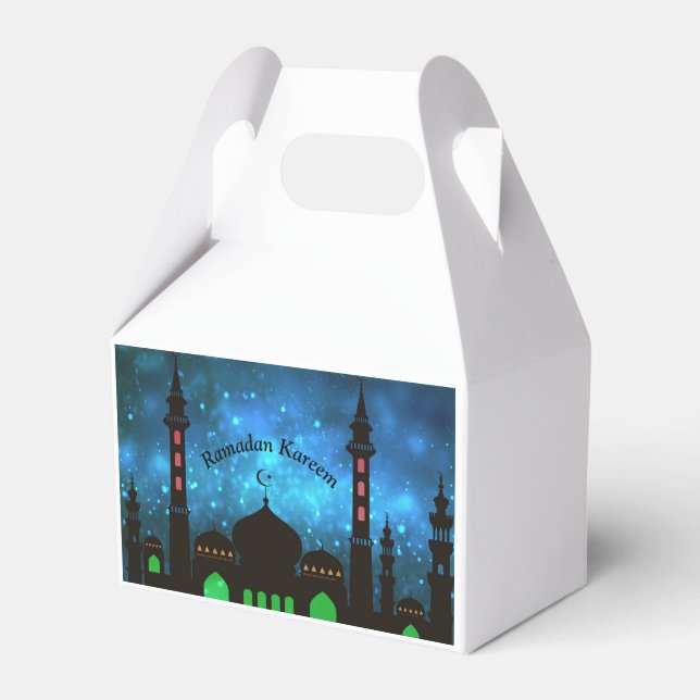 Ramadan Kareem Typography Islamic Crescent Text Favour Box (Front Side)