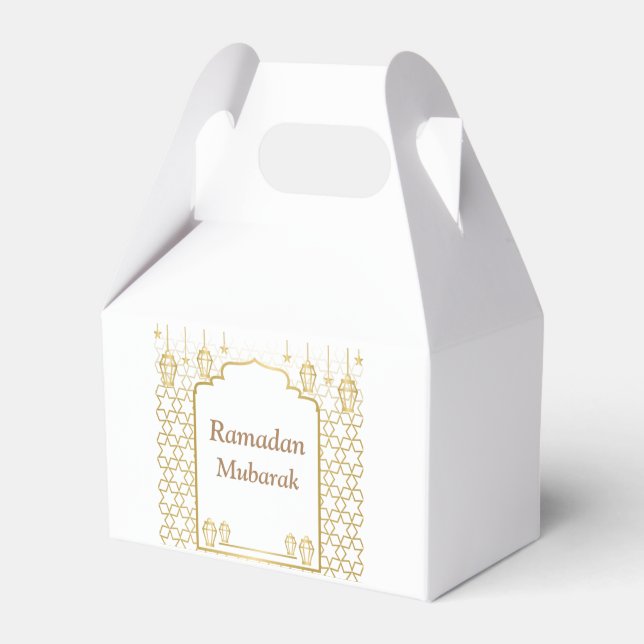 Ramadan Kareem Typography Islamic Crescent Text Favour Box (Front Side)