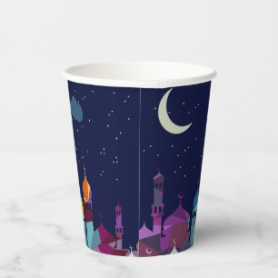 Ramadan Kareem Typography Islamic Crescent Text Paper Cups