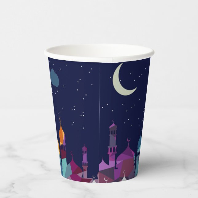 Ramadan Kareem Typography Islamic Crescent Text Paper Cups (Right)