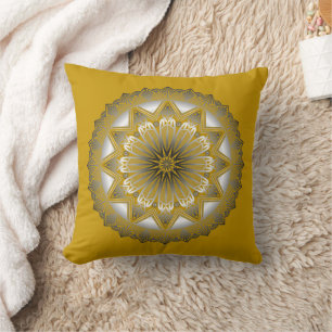 Ramadan Mandala Gold Throw Pillow