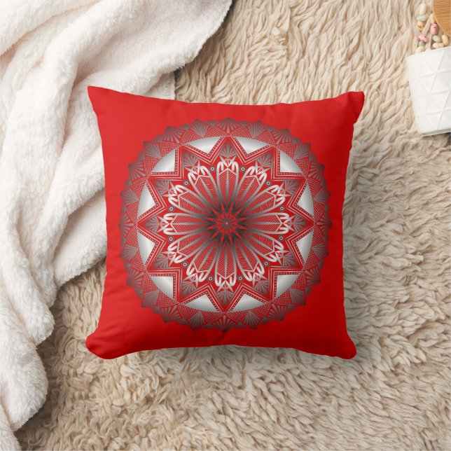 Ramadan Mandala Red Throw Pillow (Blanket)
