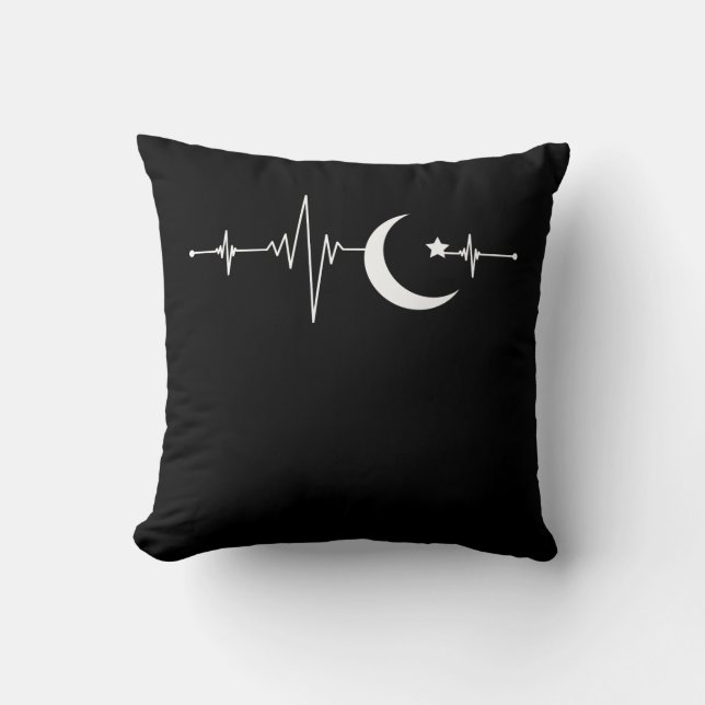 Ramadan Moon Islam Heartbeat Crescent Muslim Cushion (Front)