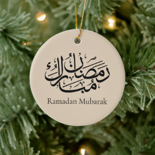 Ramadan Mubarak Arabic Calligraphy Art Thuluth Ceramic Ornament