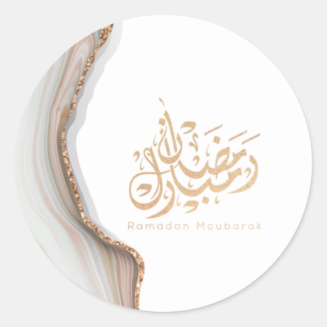 Ramadan mubarak arabic calligraphy  classic round sticker (Front)