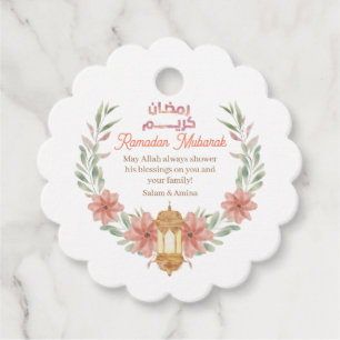 Ramadan Mubarak Arabic Calligraphy Floral Lamp  Favour Tags