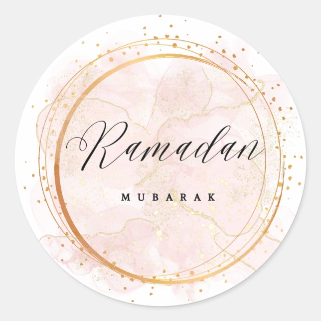 RAMADAN MUBARAK CLASSIC ROUND STICKER (Front)