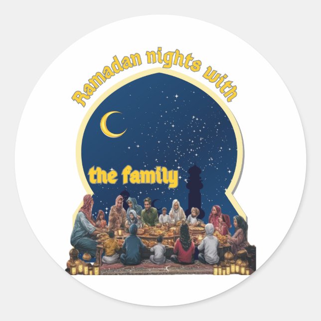 RAMADAN MUBARAK CLASSIC ROUND STICKER (Front)