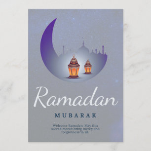 Ramadan Mubarak Crescent Moon Lantern Art Card