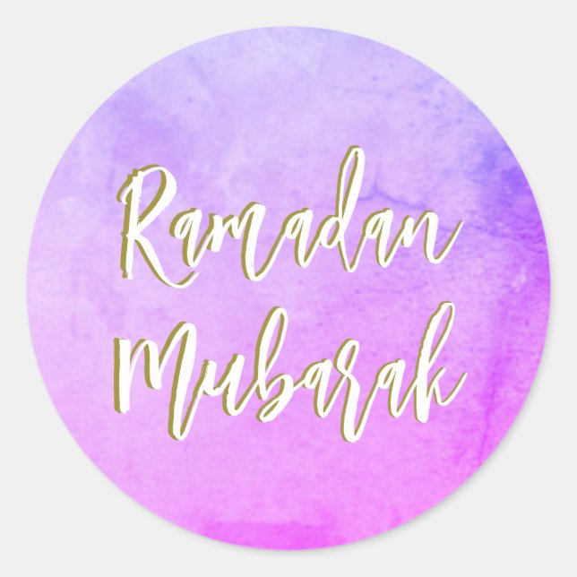 Ramadan Mubarak Cute Classic Round Sticker (Front)