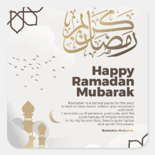 Ramadan Mubarak Golden Calligraphy Art Square Sticker