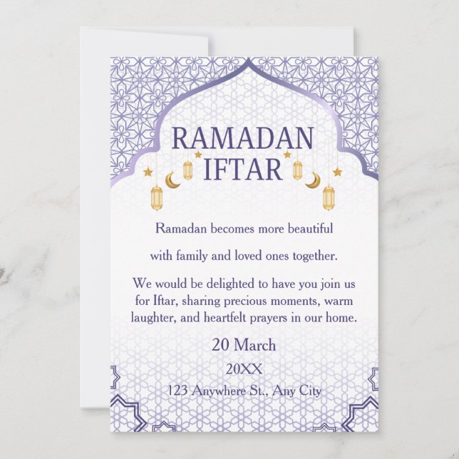 Ramadan Mubarak Invitations – Elegant Family Iftar (Front)