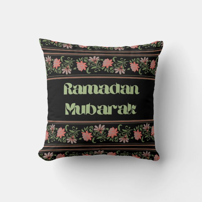 Ramadan Mubarak Islamic Arabesque Border pattern Cushion (Front)