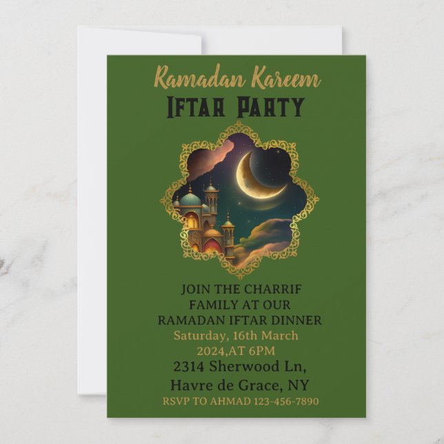 RAMADAN MUBARAK KAREEM 2024 Iftar Party Invitation (Front)