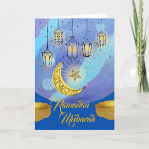 Ramadan Mubarak Lanterns at Night Card