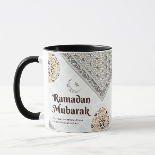 Ramadan Mubarak Mandala Crescent Art Mug (Left)
