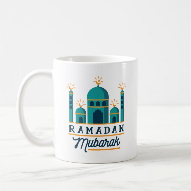 Ramadan Mubarak Mosque Crescent Art Coffee Mug (Left)