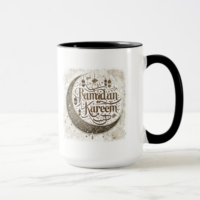 Ramadan Mubarak Muslim Fasting Lantern Crescent Mug (Right)