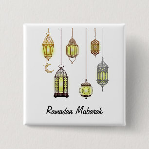 Ramadan Mubarak Muslim Fasting Ramadan Lanterns 15 Cm Square Badge