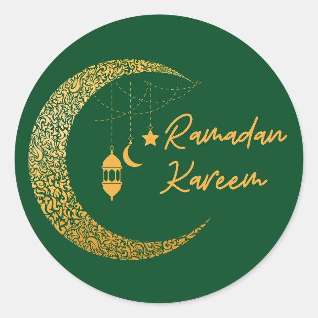 Ramadan Mubarak -Ramadan Kareem -Eid Mubarak Classic Round Sticker (Front)