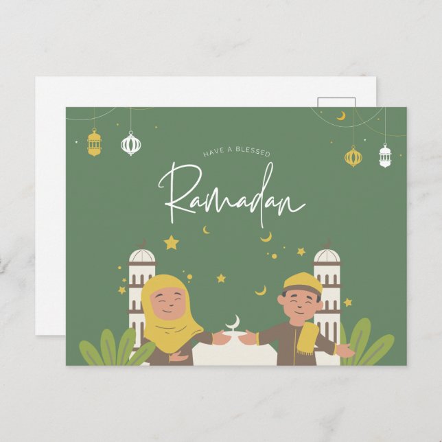 Ramadan Mubarak | Ramadan Kareem Holiday Postcard (Front/Back)