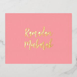 Ramadan Mubarak Ramadan Kareem Pink Gold  Foil Holiday Postcard