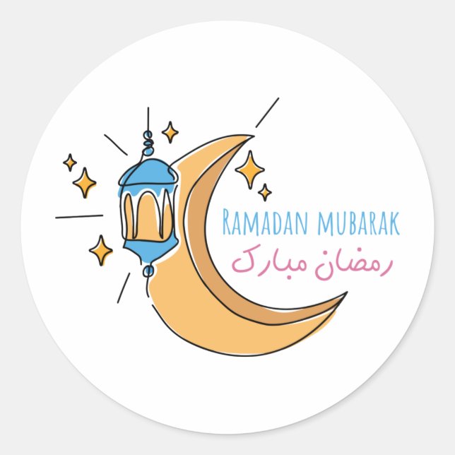 Ramadan mubarak, Ramadan mubarak line art Classic Round Sticker (Front)
