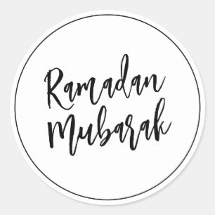 Ramadan Mubarak Simple Minimalist Black  Classic Round Sticker