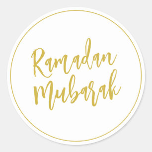 Ramadan Mubarak Simple Minimalist Gold Classic Round Sticker