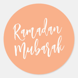 Ramadan Mubarak Simple Peach Minimalist Classic Round Sticker