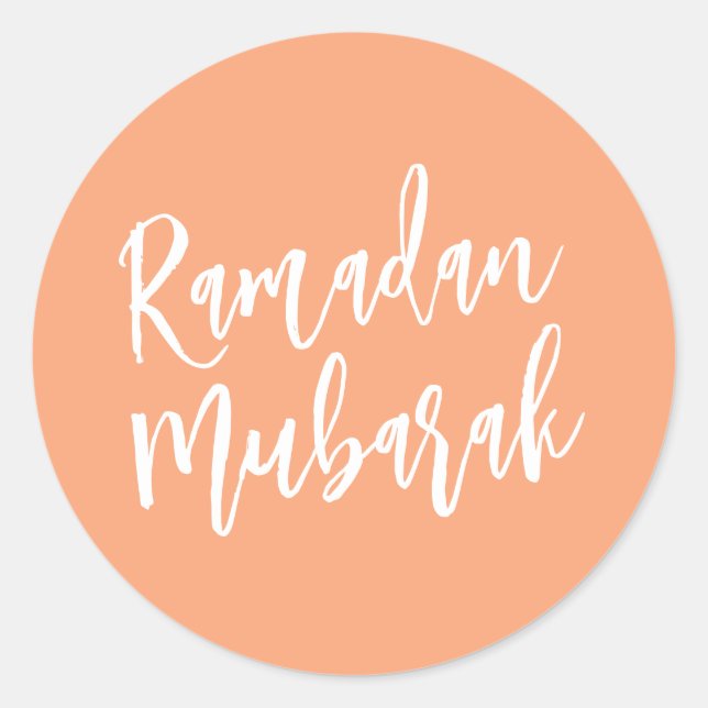 Ramadan Mubarak Simple Peach Minimalist  Classic Round Sticker (Front)
