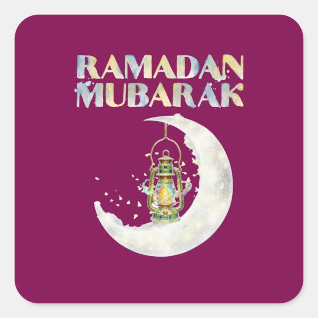 Ramadan Mubarak Square Sticker (Front)