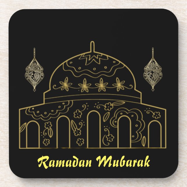 Ramadan Mubarak Throw Pillow Coaster (Front)