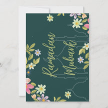 Ramadan mubark green and flower card