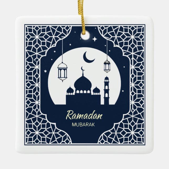 ✨ Ramadan Serenity Decorative Art – Celestial  Ceramic Ornament (Front)