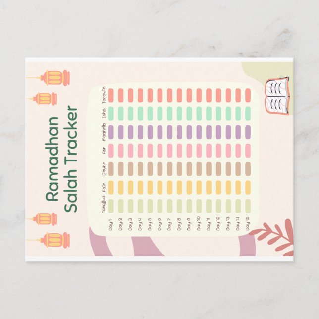 Ramadhan Salah Tracker postcard (Front)