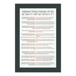 Rambam's 13 Principles of Jewish Faith Dark Green Photo Print