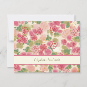 Rambling Rose Personalised Stationery Note Card