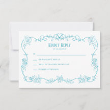 Rambling Rose Robin's Egg Blue Wedding Invitation,