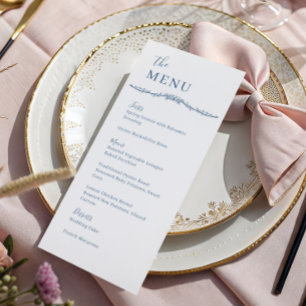 Rambling Rose Steel Blue Crest Wedding Dinner Menu