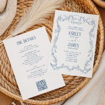 Rambling Rose Steel Blue Monogram Crest Wedding