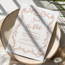 Rambling Rose Terracotta Wedding Save the Date