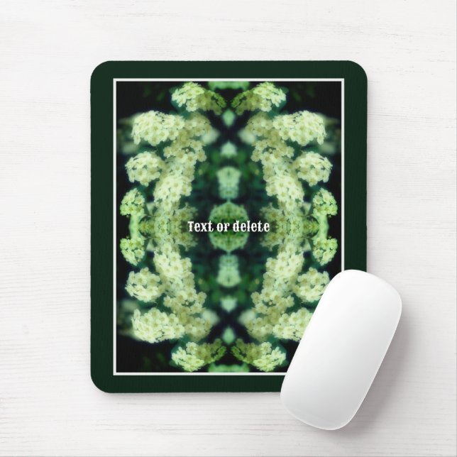 Rambling Wild White Roses Abstract Personalised Mouse Pad (With Mouse)