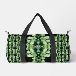 Rambling Wild White Roses Pattern Personalised Duffle Bag