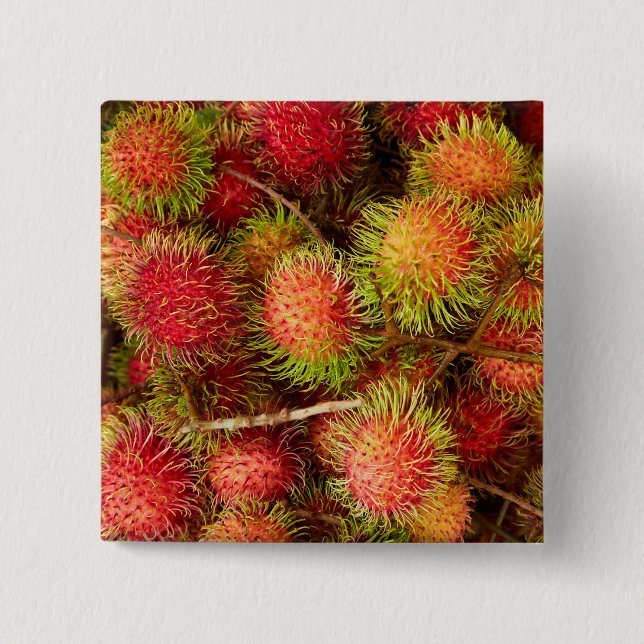 Rambutan Fruit at Can Duoc Market 15 Cm Square Badge (Front)